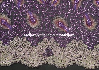 Chine Tissu perlé de dentelle de broderie élégante pour le vêtement équilibrant CY-XP0010 fournisseur