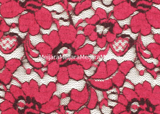 Chine Le rouge a balayé OEM écologique de largeur du tissu élastique 135cm de dentelle/OMD CY-LQ0001 fournisseur