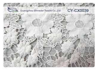 Chine Tissu de dentelle de jacquard de nylon de 100% avec blanc/vert/couleur bleue CY-CX0039 fournisseur