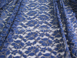 Chine Tissu métallique de dentelle de crochet d'or en nylon de coton de bleu royal par la cour fournisseur