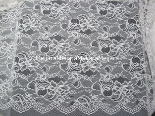 Chine Floral suisse en nylon blanc de tissu de dentelle tricoté avec la dentelle de frontière et le bord de feston fournisseur