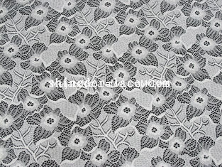 Chine Tissu en nylon blanc de dentelle de bout droit de Spandex avec la conception de fleur pour le vêtement SYD-0186 fournisseur