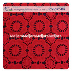 Chine Tissu brodé floral de dentelle de bout droit rouge pour la robe et le dessus de femmes fournisseur