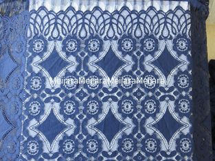 Chine Tissu en nylon de dentelle de bout droit de beau coton géométrique bleu profond/tissu rideau en dentelle fournisseur