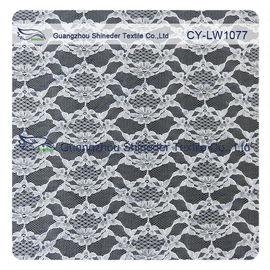 Tissu simple mince blanc de dentelle de maille de filet de nylon de la fleur 100% largeur de 1,5 - de 1.55m fournisseur