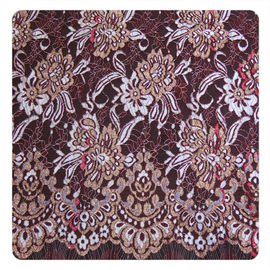 Tissu en nylon de dentelle d'argent rouge de Chantilly, équilibre de dentelle de cil pour la robe des femmes fournisseur
