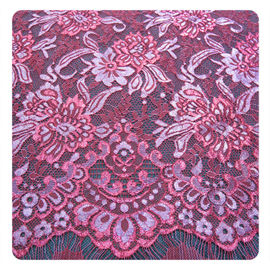 Tissu en nylon de dentelle d'argent rouge de Chantilly, équilibre de dentelle de cil pour la robe des femmes fournisseur