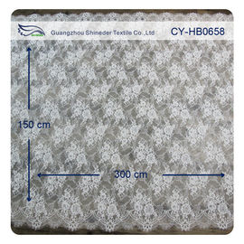 Normale bordée crantée florale ene ivoire en nylon teignant le tissu nuptiale de dentelle de robe fournisseur