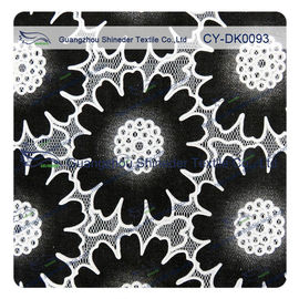 Tissu floral de dentelle de polyester de coton de couleur différente de mode grand, tissu de dentelle de burn-out fournisseur