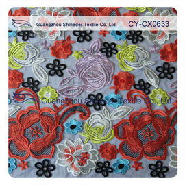 Tissu brodé floral de dentelle de coton, Muti - mode sur toute la surface de couleur fournisseur