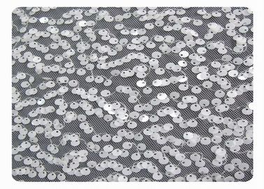 Tissu perlé qui respecte l'environnement de dentelle avec les paillettes brillantes blanches CY-XP0003 fournisseur