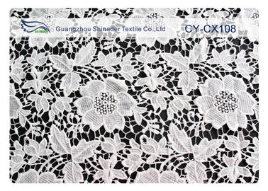 Tissu de dentelle brodé par coton en nylon avec la largeur CY-CX108 de 120cm fournisseur
