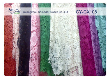 Tissu de dentelle brodé par coton en nylon avec la largeur CY-CX108 de 120cm fournisseur