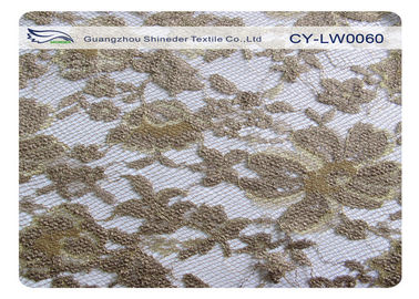 Tissu brodé métallique de dentelle d'or soluble dans l'eau pour des robes de mariage fournisseur
