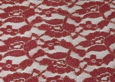 Tissu métallique rouge étirable de dentelle pour le GV de la robe de mariage CY-LW0791 fournisseur