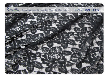 Tissu en nylon de dentelle de coton noir de fleur, nylon de 65% + coton CY-LW0016 de 35% fournisseur