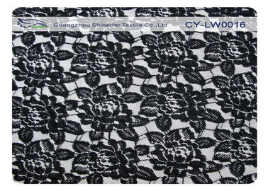 Tissu en nylon de dentelle de coton noir de fleur, nylon de 65% + coton CY-LW0016 de 35% fournisseur