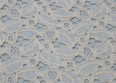 Tissu en nylon de dentelle de coton en ivoire pour des robes fournisseur