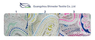 Dentelle imprimée colorée de burn-out de maille de coton de tissu de dentelle de polyester des techniques de Eco-teinture (CY-DK0042) fournisseur