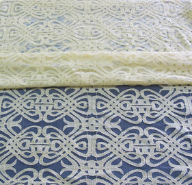 Teinture qui respecte l'environnement de coton de voile de tissu en nylon jaune de dentelle pour la décoration CY-DK0035 de rideau fournisseur
