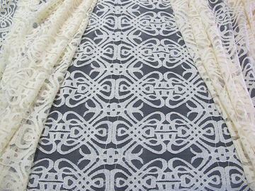Teinture qui respecte l'environnement de coton de voile de tissu en nylon jaune de dentelle pour la décoration CY-DK0035 de rideau fournisseur