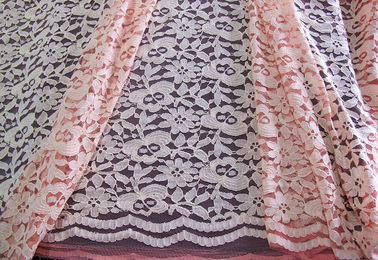 Rose en nylon de tissu de maille de dentelle de coton qui respecte l'environnement largeur CY-DK0025 de 145CM - de 150CM fournisseur