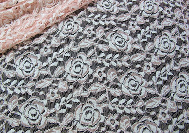 Tissu extensible de dentelle de polyester de Spandex de coton avec la dentelle de fleur tricotée par maille fournisseur