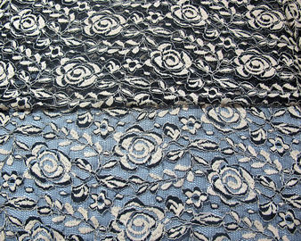 Tissu extensible de dentelle de polyester de Spandex de coton avec la dentelle de fleur tricotée par maille fournisseur