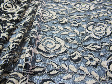 Tissu extensible de dentelle de polyester de Spandex de coton avec la dentelle de fleur tricotée par maille fournisseur