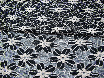 Noir/blanc a tricoté le tissu élastique de dentelle pour Madame Garment Sunflower Pattern CY-DK0008 fournisseur