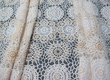 Dentelle géométrique épaisse de burn-out de coton de polyester de tissu blanc de dentelle pour la décoration de robe (CY-DK0023) fournisseur