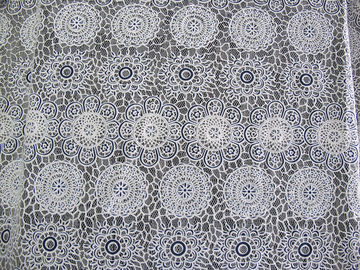 Dentelle géométrique épaisse de burn-out de coton de polyester de tissu blanc de dentelle pour la décoration de robe (CY-DK0023) fournisseur