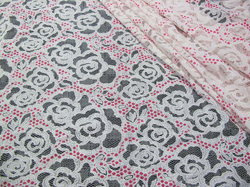 Copie blanche de Rose de tissu de dentelle de polyester de coton pour la lingerie/soutien-gorge (CY-DK0033) fournisseur