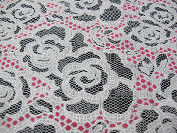 Copie blanche de Rose de tissu de dentelle de polyester de coton pour la lingerie/soutien-gorge (CY-DK0033) fournisseur
