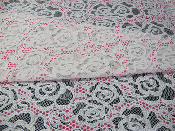Copie blanche de Rose de tissu de dentelle de polyester de coton pour la lingerie/soutien-gorge (CY-DK0033) fournisseur