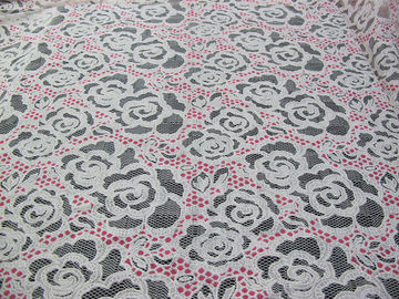 Copie blanche de Rose de tissu de dentelle de polyester de coton pour la lingerie/soutien-gorge (CY-DK0033) fournisseur
