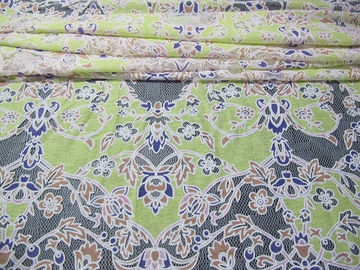 Coton floral unique de tissu de rideau en dentelle de polyester avec la teinture qui respecte l'environnement fournisseur