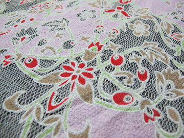 Coton floral unique de tissu de rideau en dentelle de polyester avec la teinture qui respecte l'environnement fournisseur