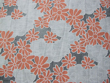 Coton jaune/orange floral deux de tissu de dentelle de polyester modifient la tonalité la dentelle de burn-out fournisseur