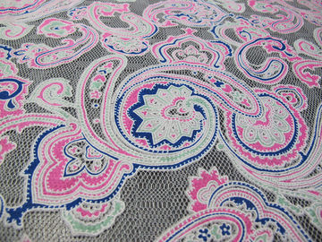 Dentelle imprimée colorée de burn-out de maille de coton de tissu de dentelle de polyester des techniques de Eco-teinture (CY-DK0042) fournisseur
