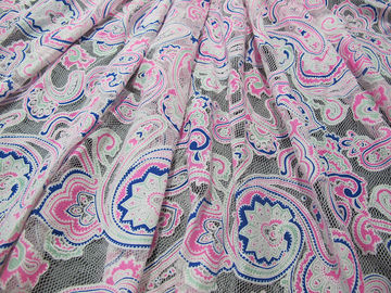 Dentelle imprimée colorée de burn-out de maille de coton de tissu de dentelle de polyester des techniques de Eco-teinture (CY-DK0042) fournisseur