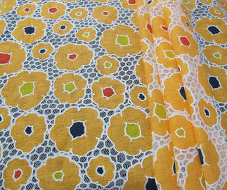 Tissu orange de dentelle de polyester de maille de coton pour le vêtement/Madame Dress avec la dentelle de burn-out (CY-DK0030) fournisseur