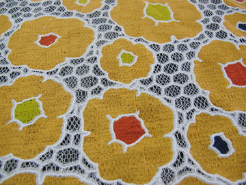 Tissu orange de dentelle de polyester de maille de coton pour le vêtement/Madame Dress avec la dentelle de burn-out (CY-DK0030) fournisseur
