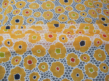 Tissu orange de dentelle de polyester de maille de coton pour le vêtement/Madame Dress avec la dentelle de burn-out (CY-DK0030) fournisseur