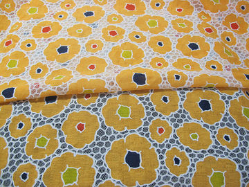 Tissu orange de dentelle de polyester de maille de coton pour le vêtement/Madame Dress avec la dentelle de burn-out (CY-DK0030) fournisseur