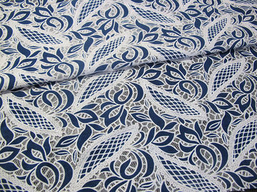 Maille bleue de feuille de tissu de dentelle de polyester de coton avec la teinture qui respecte l'environnement (CY-DK0024) fournisseur