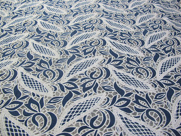 Maille bleue de feuille de tissu de dentelle de polyester de coton avec la teinture qui respecte l'environnement (CY-DK0024) fournisseur
