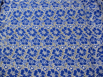 Bleu tricoté de tissu de dentelle de polyester de coton avec la dentelle de fleur de burn-out (CY-DK0019) fournisseur