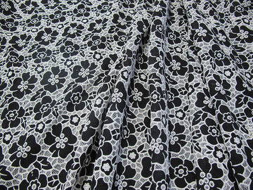 Bleu tricoté de tissu de dentelle de polyester de coton avec la dentelle de fleur de burn-out (CY-DK0019) fournisseur