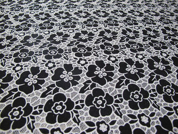Bleu tricoté de tissu de dentelle de polyester de coton avec la dentelle de fleur de burn-out (CY-DK0019) fournisseur